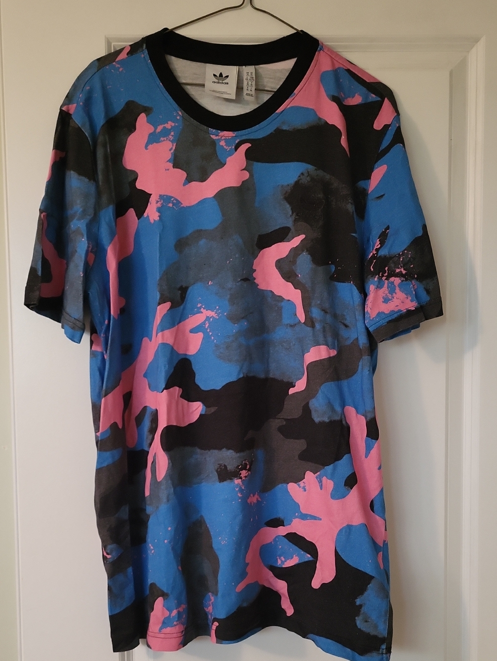 adidas Short-Sleeve Blue, Pink & Black Camo Graphic Tee
